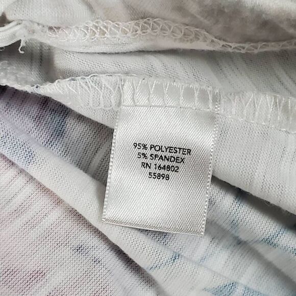 CJ Banks 1X Floral Print Long Sleeve Blouse White Pink Blue Stretch Top with Sid - Picture 6 of 9